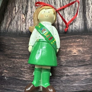 Girl Scout Christmas Ornament Redhead Green Uniform Abt. 4 3/4” tall - Picture 1 of 2