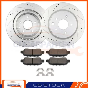 Rear Brake Rotors And Ceramic Pads For Infiniti G37 2009-13 G35 2005-08 Drilled - Foto 1 di 11