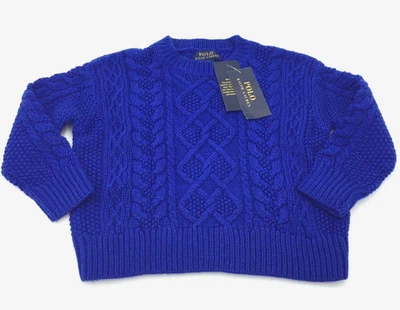 Polo Ralph Lauren Kids Cable-Knit Sweater, Deep Royal Blue, Size :6 - Image 1 of 4