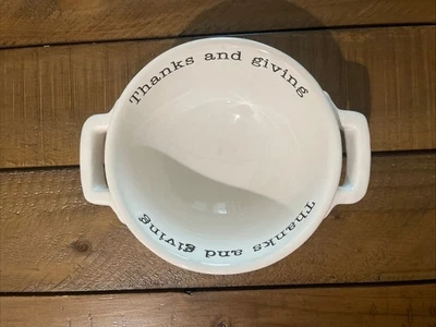 Mud Pie “Eat, Drink And Be Thankful” 5” x 2 1/4” Dip Bowl With Handles - Image 1 of 4