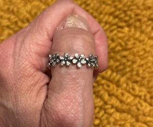 PANDORA ALE STERLING SILVER CZ DAISY FLOWER 6MM BAND RING SIZE 9 BOHO 2942-T6 - Picture 1 of 14