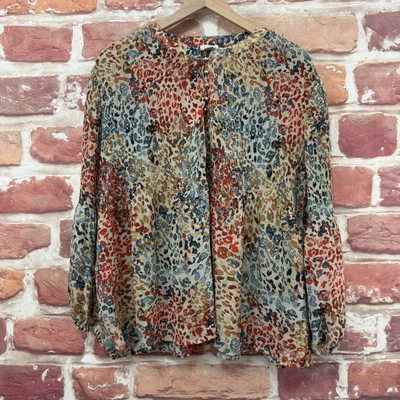 Camisa Spense Top Mujer Mediana Multicolor Abstracta Plisada Informal Popover Foto 1 de 4