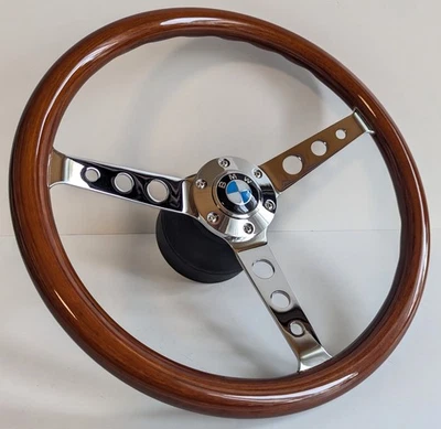 Volante compatible con BMW Vintage madera cromo E10 2002 1502 1602 1802 65-76' Foto 1 de 4
