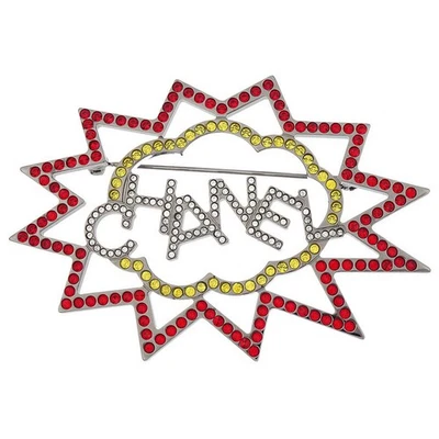 Chanel Brooch Pin Rhinestone Silver Red B17K 196462 - Image 1 of 4