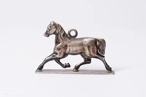 antiker Anhänger Taschenuhr Kette Silber Hohl Dachauer Tracht Uhrkette Pferd - Bild 1 von 4