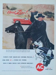 1959 vintage AC spark plugs print ad. Featuring Walt Disney's Zorro - Picture 1 of 1