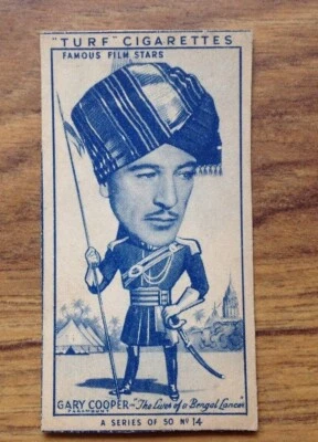 CARRERAS (TURF) - FAMOUS FILM STARS - #14 GARY COOPER. Free UK Postage - Image 1 of 3