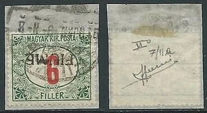1918-19 USATO FIUME SEGNATASSE 6 F SOPRASTAMPA A MANO II TIPO VARIETà - F8.5 - Picture 1 of 1