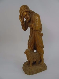 Vintage handgeschnitzte Holzfigur Mann Schafhirte 15 Zoll - Bild 1 von 12