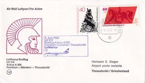 Lufthansa Germany Cover Frankfurt Munich Thessaloniki (b) 1982 (20582) - Picture 1 of 2