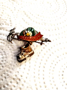 Used Alpine Hat Pin.Banner Insbruck Oktoberfest,Flower,Edelweiss,Boot,,Hat#6 - Picture 1 of 3