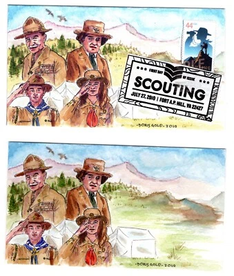 #4472 Boy Scouts 2010 FDC Doris Gold Hand-Painted Proofs & Transparency - Image 1 of 4