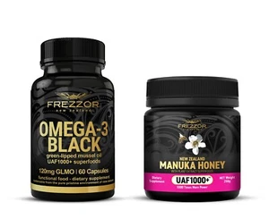 OMEGA-3 Green Mussel Oil + Manuka Honey Heart Health, Cold & Flu | FREZZOR Combo - Picture 1 of 12