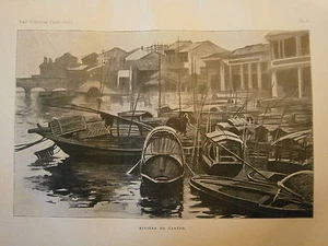 Gravure 1900 Indochine Riviére de Canton - Bild 1 von 1