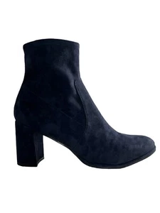 Marc Fisher Navy Blue Mod Go Go Lizzy Faux Suede Block Heel Ankle Booties 10 M - Picture 1 of 8