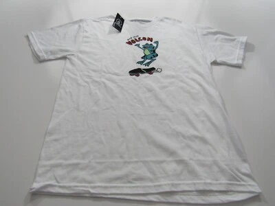 Boys Youth Volcom Rip It Frog 100% Cotton White Tshirt Nwt - Image 1 of 4