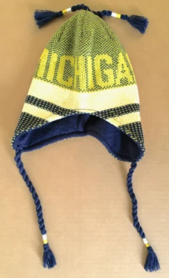 Adidas Michigan Wolverines Gorro OS Bordado Forrado Tejido Oreja Solapa Borla Corbata Foto 1 de 4
