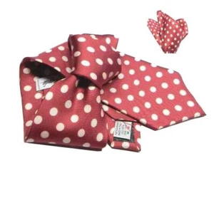 RAFFINATA CRAVATTA rosso scuro a pois bianchi POSSIBILE COMPLETO POCHETTE uomo - Picture 1 of 9