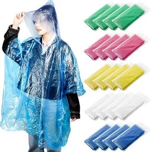 20 Pack Disposable Rain Ponchos For Adults, Clear Plastic Emergency Raincoats - Picture 1 of 6