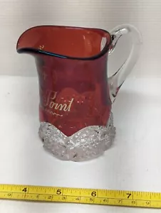 1906 Cedar point Ruby Red Flash 4" Glass Souvenir Creamer For Maggie Vintage + - Picture 1 of 10