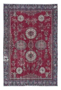 7x10.5 Ft Unique Vintage Handmade Turkish Wool Area Rug in Red - Picture 1 of 5