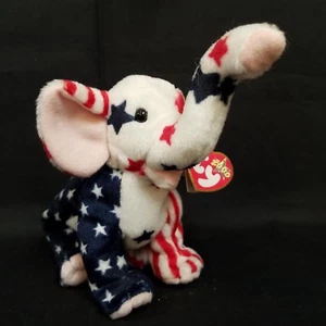 TY Beanie Baby RIGHTY 2000 Republican Elephant Mascot Stars and Stripes USA - Picture 1 of 11