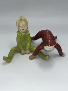 Vintage Green & Red Elf Pixies Figurine Ceramic Japan Mint Salt & Pepper? *READ - Picture 1 of 11
