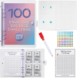 100 Envelopes Money Saving Challenge Binder,Budget Binder with Cash Envelopes an - Picture 1 of 12