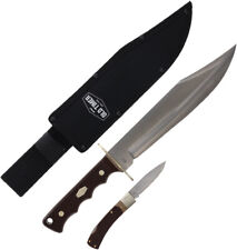 Old Timer 1200625 10" Satin Stainless Brown Sawcut Delrin Bowie/Folder Combo