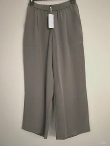 Eileen Fisher Meteor High Waisted Full Length Silk Double Crepe Wide Leg Pant PM - Picture 1 of 3
