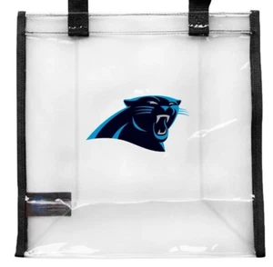 Carolina Panthers Clear NFL Stadium Approved Tote Bag Strap Zipper Square Pack - Picture 1 of 2