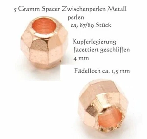 5 Gramm Spacer Metallperlen rosegold facettiert 4 mm Perlen Bastelperlen - Bild 1 von 2