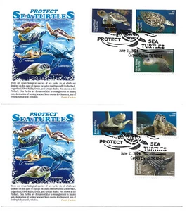 5865-70 Protect Sea Turtles set of 6 on 2 Panda, FDCs with the pictorial cancel - Picture 1 of 1
