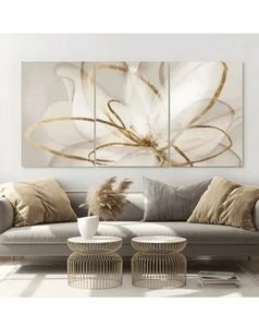 24"x36"  Wall Art Nature Canvas  Abstracts Lines  Set Of 3 Large - Picture 1 of 4