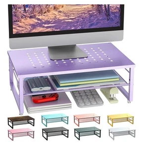 gianotter 2-Tier Metal Monitor Stand Riser & Office Desk Storage Organizer - New - Picture 1 of 12