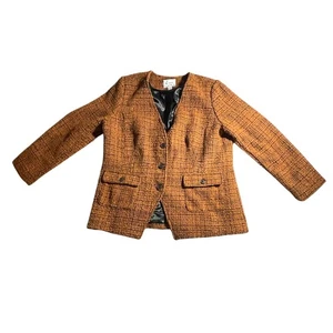 Linea by Louis Dell’Olio - Women’s Tweed Blazer - Size 16 - Brown Textured - EUC - Picture 1 of 7