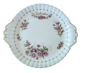 Royal Albert Bone China September Flower of Month Michaelmas Daisy Cake Plate - Bild 1 von 5