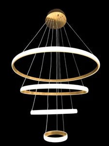 Modern Gold Ring LED Chandelier – Adjustable Height, 2700K Warm Light - Picture 1 of 12