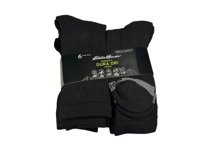 Paquete de seis pares (6) calcetines EDDIE BAUER negros DURA DRI CREW cojín mujer 5-10 ¡Nuevos! Foto 1 de 4