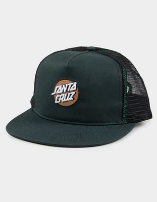 Santa Cruz Retro Classic Dot Patch Mens Dark Green Snapback Trucker Hat Surf Cap - Image 1 of 4