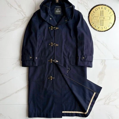 GLOVERALL Long Wool Duffle Coat Men Navy Hooded British Outerwear Size XL Japan - Image 1 of 4