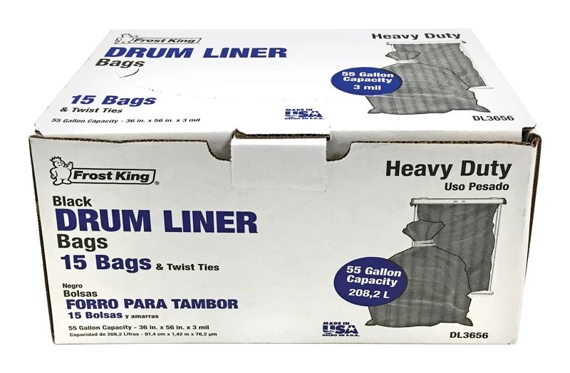 Frost King DL3656 Black Polyethylene Resin Twist Tie Drum Liner 36 x 56 in. - Image 1 of 1