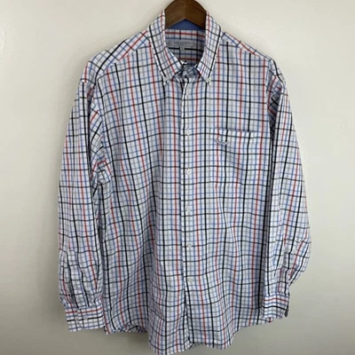 Camisa masculina Alex Cannon grande multicolorida xadrez manga longa botão para baixo algodão - Imagem 1 de 4