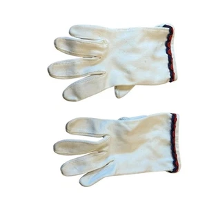 VTG Ladys KAY FUCHS WHITE Cotton GLOVES Size 6 Red Blue Trim MADE IN W Germany - Picture 1 of 8