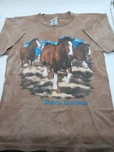 Vintage Alore Single Stitch Busch Gardens Clydesdales Pferde marmoriert kleines Shirt - Bild 1 von 7