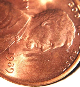 1989  Lincoln Cent  Die Clash Prisoner Red - Picture 1 of 4