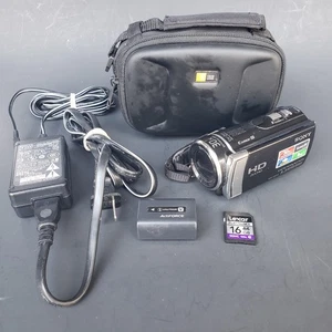 Sony HDR-CX210 High Def 5.3MP 30X Zoom Handycam w/ Charger SD Card & Case Works - Picture 1 of 8