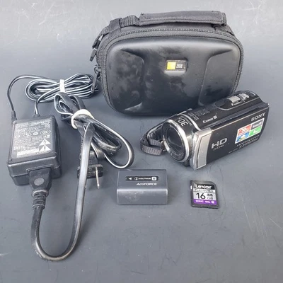 Sony HDR-CX210 High Def 5.3MP 30X Zoom Handycam w/ Charger SD Card & Case Works - Image 1 of 4
