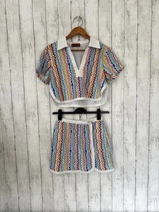 Missoni Set Coord - Polo Shirt & Mini Skirt Multicolour Size 40 Beachwear - Picture 1 of 21