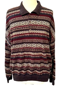 Cambridge Classics Sweater Mens Grandpa Knit Large Long Sleeve Fair Isle Y2K Vnt - Picture 1 of 8